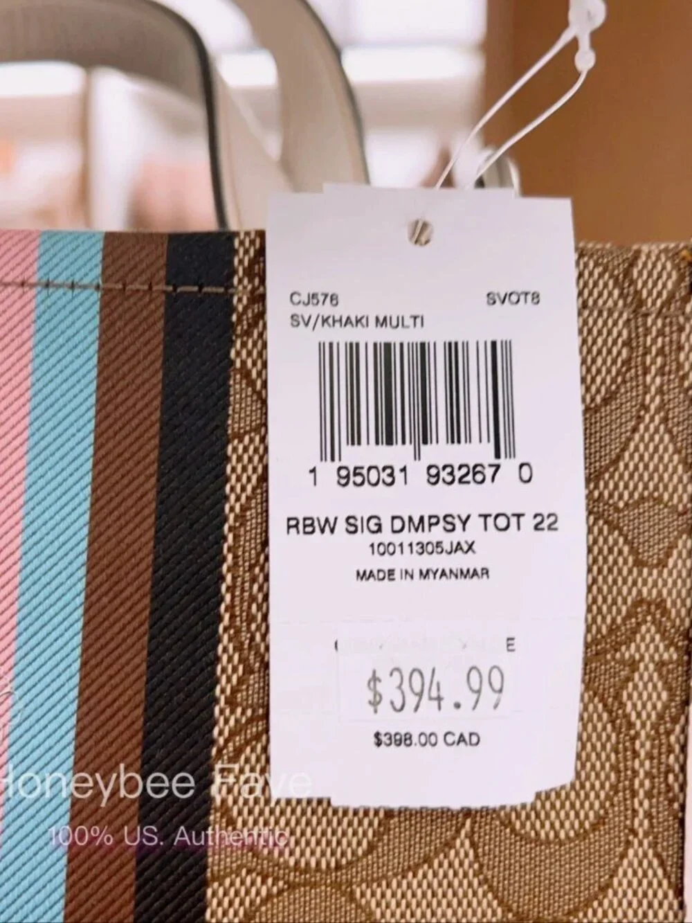 NWT Coach Dempsey Tote 22 In Signature Jacquard With Rainbow CJ576